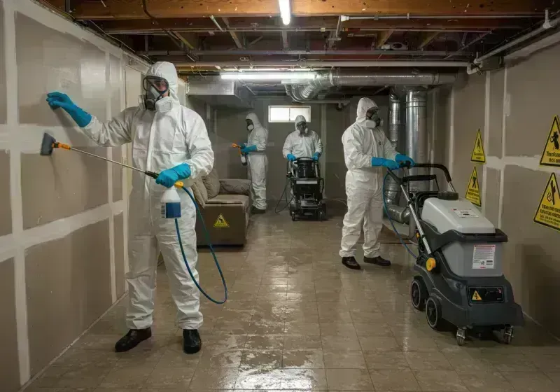 Basement Moisture Removal and Structural Drying process in El Ojo, PR